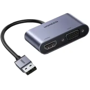 Convertor video Ugreen USB - HDMI 1.3 1920 x 1080@60Hz, VGA 1.2 1920 x 1080@60Hz, gri