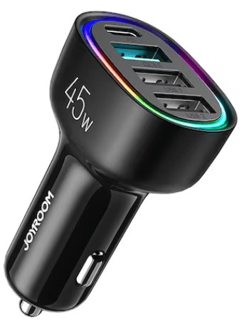 Un incarcator cu multe posibilitati! Joyroom JR-CL09 are patru porturi incorporate : USB Type C si 3 x USB. Functioneaza cu cele mai populare standarde de incarcare rapida , inclusiv Quick Charge 3.0, Power Delivery sau Samsung AFC. A fost realizat dintr-un PC ignifug si, de asemenea, gestioneaza inteligent energia . Cele mai importante avantaje ale incarcatorului auto Joyroom JR-CL09: Va incarca 4 dispozitive in acelasi timp . Are 1 port USB de tip C si 3 porturi USB Este compatibil cu cele mai populare standarde de incarcare rapida : Power Delivery, Quick Charge 3.0, PPS, Samsung AFC, Huawei FCP Puteti conecta multe dispozitive diferite la acesta : telefoane, casti TWS sau incalzitoare de tutun Va avea grija de siguranta dumneavoastra . Incarcatorul este fabricat din material PC ignifug Gestioneaza energia in mod inteligent . Un cip avansat este responsabil pentru incarcarea eficienta Va facilita conectarea dispozitivelor pentru incarcare pe timp de noapte . LED-urile lumineaza incarcatorul Specificatie: Marca: Joyroom Model: JR-CL09 Porturi: USB tip C (livrare energie) - 5V / 3A, 9V / 3A, 12V / 2.5A, 20V / 1.5A USB (incarcare rapida 3.0) - 5V / 3A, 9V / 2A, 12V / 1.5A 2 x USB - 5V / 3A (max) Putere maxima: 45W Material: PC Dimensiuni: 65 x 40,5 x 28,5 mm Greutate: 26 g Culoare neagra Specificatii CARACTERISTICI GENERALE Tip produs Incarcator auto Brand compatibil Universal Model compatibil Universal Greutate 0.1 Kg Culoare Negru SPECIFICATII TEHNICE Interfata iesire USB USB-C Brand: JOYROOM