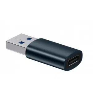 Adaptor, Baseus, USB-A la USB-C, 10Gb/s, Aluminiu, Albastru inchis