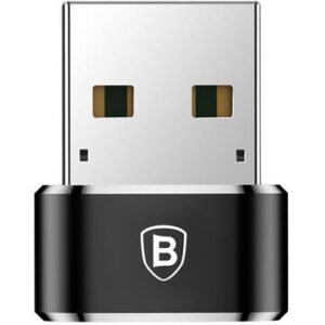 Adaptor, Baseus, USB-A la USB-C, Aluminiu, Negru