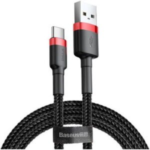Cablu USB, Baseu, 2.4A, 0.5m, Negru/Rosu