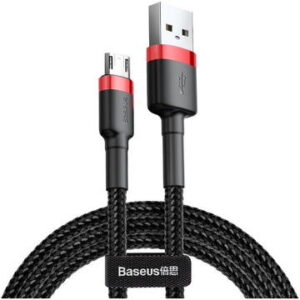 Cablu Date si Incarcare Baseus USB la MicroUSB Cafule, 1 m, CAMKLF-B91, Negru, Rosu, Negru