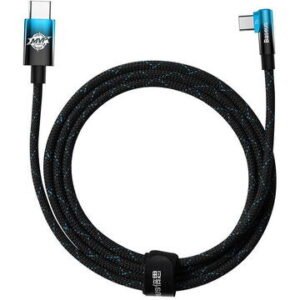 Cablu pentru incarcare si transfer de date Baseus MVP Elbow, 2x USB Type-C, Quick Charge 100W, 5A, 2m, Albastru