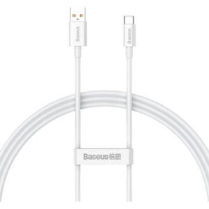 Cablu pentru incarcare si transfer de date Baseus Superior, 2x USB Type-C, 100W, 1m, Alb