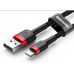 Cablu date/incarcare Baseus Cafule CALKLF-C19, USB la Lightning, 1.5A, 2m, negru - rosu 