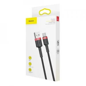 Cablu Date Baseus Cafule Nylon, USB / USB-C , 3A , 1M , Negru/Rosu492