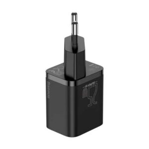 Incarcator Retea Baseus Super Si Quick Charger + Cablu Type-c la Type-c, 25 W, 1m, Black