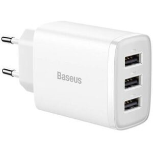 Incarcator Retea Baseus 3 X Usb 17w Pd, Alb - Ccxj020102