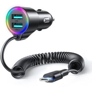 Incarcator auto Joyroom JR-CL19, 3 Porturi, Quick Charge 3.0, Lungime cablu USB-C 1.6m, Negru
