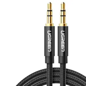 Cablu audio Ugreen mini 3.5 mm,  aluminiu, AUX, 2 m, Negru