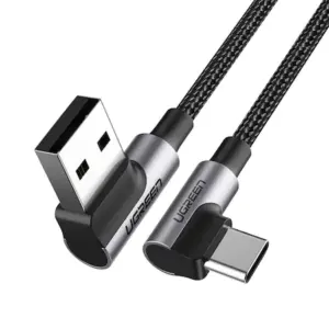 Cablu Date Ugreen US176 Angled USB-C Male To Angled USB 2.0 A Male 3A 1m, Black