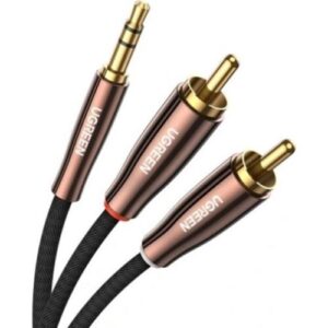 Cablu audio UGREEN AV170, 2 x RCA tata la jack 3,5 mm tata, Negru/Bronz
