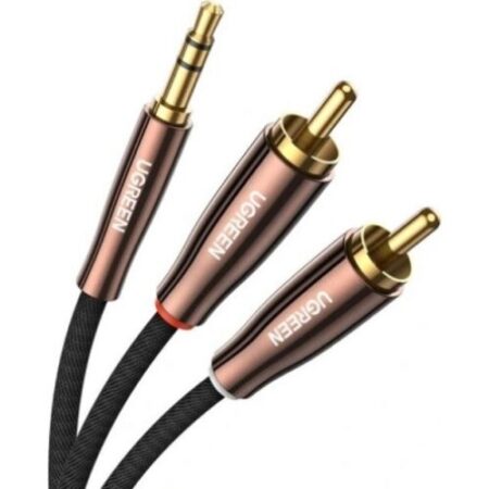 Cablu audio UGREEN AV170, 2 x RCA tata la jack 3,5 mm tata, Negru/Bronz