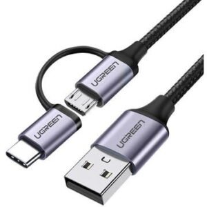 Cablu USB 2in1 UGREEN Type-C / Micro USB, QC 3.0, 1m Negru