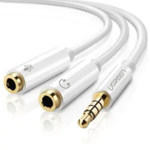 Cablu date Ugreen Av123 Aux Audio Splitter With Jack 3,5 Mm Cable 20cm Alb