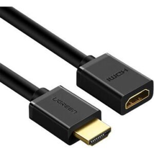 Cablu video prelungitor Ugreen HD107, HDMI tata la HDMI mama, rezolutie maxima 4K UHD 3840 x 2160 la 60 Hz, conectori auriti, 3m, Negru