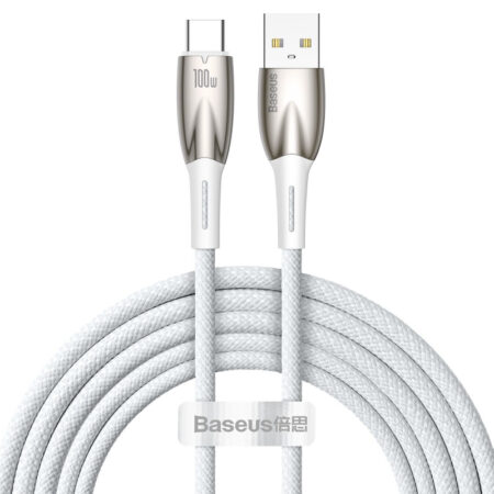 Cablu de date Baseus Glimmer, USB/USB-C, 2m, Alb