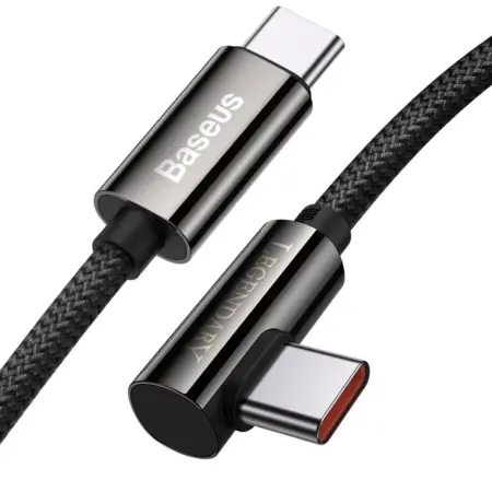 Cablu Baseus Type-C la Type-C Legend Series Elbow Fast Charging, 100W, 5A, 1m, Black
