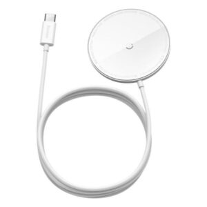Incarcator retea Baseus Wireless Simple Mini, compatibil cu MagSafe, 15W, Quick Charge, Alb