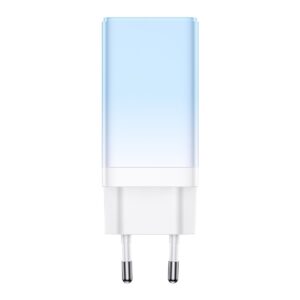 Incarcator retea Baseus CCGP050103, GaN, 2 USB-C, USB, 65W, cablu incarcare USB-C 1m inclus, albastru