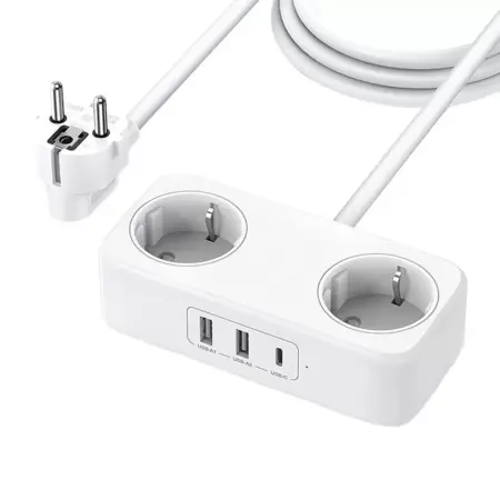 Priza alimentare UGREEN DigiNest CD280, USB-C, 2x USB, 30W, Alb