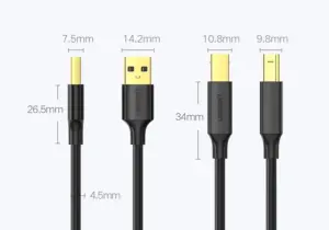 Cablu pentru transfer de date UGREEN US135, USB-A - USB-B, 480Mbps, 1m, Negru