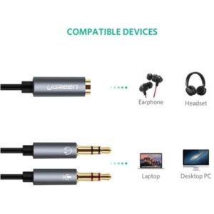 Cablu Audio Ugreen AV140 Splitter Dual Jack 3.5mm, 0.2m, Black