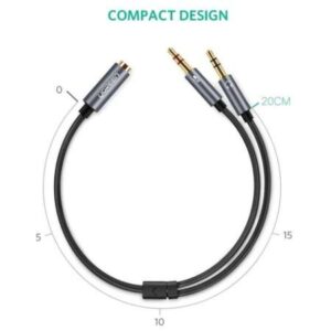 Cablu Audio Ugreen AV140 Splitter Dual Jack 3.5mm, 0.2m, Black