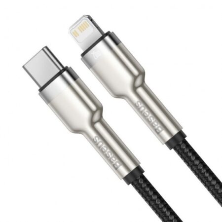 Cablu Baseus Cafule Metal, Fast Charging Data Cable pt. smartphone, USB Type-C la Lightning Iphone PD 20W, braided, 2m, negru C