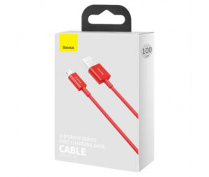 Cablu incarcare si transfer date Baseus Superior Rosu, USB/Lightning, 2.4A, 1m