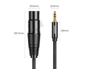 Cablu microfon, Ugreen, XLR/Jack 6.35 mm, 5 m, Negru