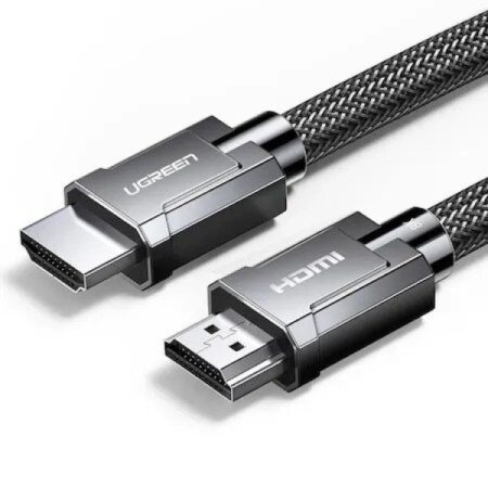CABLU video Ugreen, "HD135" HDMI (T) la HDMI (T), rezolutie maxima 8 la 60 Hz, conectori argintat, 1m, braided, negru "80404"
