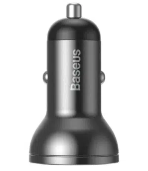Incarcator auto, Baseus, Display, 2xUSB, 4.8A, 24W, Gri