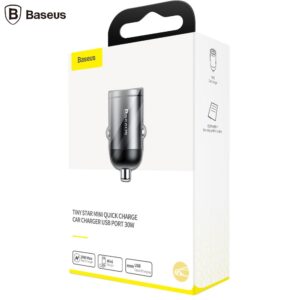 Incarcator auto, Baseus Tiny Star Mini, VCHX-A0G, 1 port USB, Quick Charge, 30W, Gri inchis