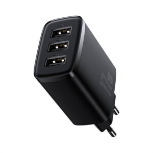 INCARCATOR retea Baseus Compact, Fast Charge 17W, 3 x USB 5V/2.1A, negru CCXJ020101
