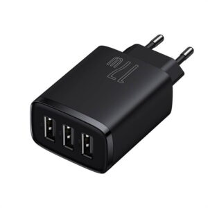 INCARCATOR retea Baseus Compact, Fast Charge 17W, 3 x USB 5V/2.1A, negru CCXJ020101