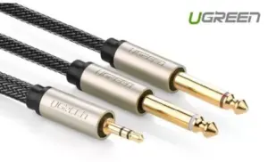 Cablu TRS, UGREEN AV126 3.5 mm la 2x TS 6.35 mm - 1m (grey)