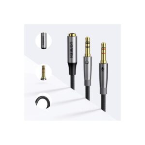 Cablu Audio Ugreen AV140 Splitter Dual Jack 3.5mm, 0.2m, Black