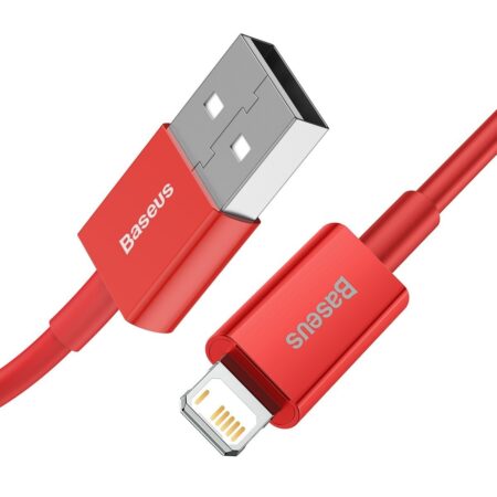 Cablu incarcare si transfer date Baseus Superior Rosu, USB/Lightning, 2.4A, 1m