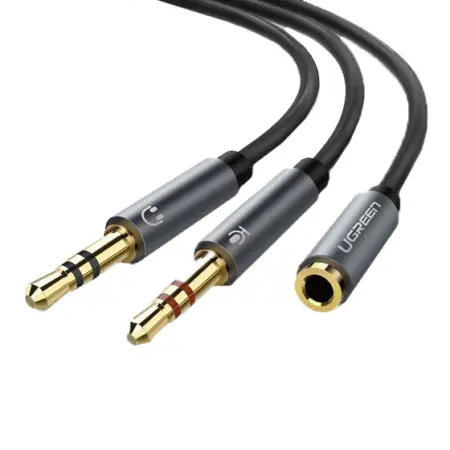 Cablu Audio Ugreen AV140 Splitter Dual Jack 3.5mm, 0.2m, Black