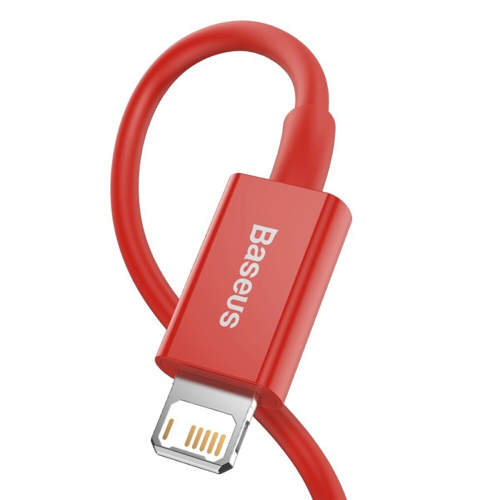 Cablu incarcare si transfer date Baseus Superior Rosu, USB/Lightning, 2.4A, 1m