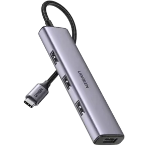 HUB Ugreen, USB-C - 4x USB 3.0, 5 Gb/s, Argintiu