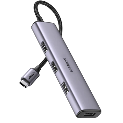 HUB Ugreen, USB-C - 4x USB 3.0, 5 Gb/s, Argintiu