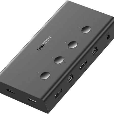 Comutator KVM Ugreen, 4 x 1 HDMI femela, 4 x USB femela, 4 x USB tip B femela negru