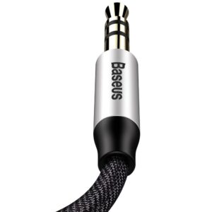 Cablu audio, Baseus, Mufa 3.5 mm AUX, 1.5m, Negru/Argintiu