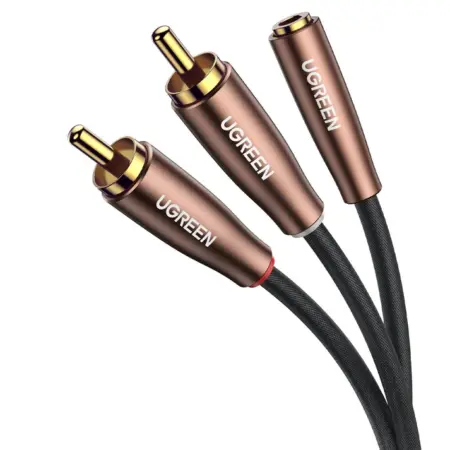 Cablu audio UGREEN AV198, 1x mama jack 3.5 mm la 2x tata RCA, 5m