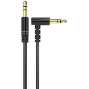 Cablu Audio Aux Jack La Jack 3.5mm Dudao 1m Lungime Negru, 1 X Cap 90 Grade