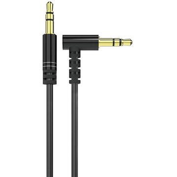 Cablu Audio Aux Jack La Jack 3.5mm Dudao 1m Lungime Negru, 1 X Cap 90 Grade
