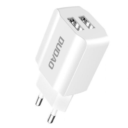 Incarcator retea Dudao A2EU cu cablu tip Lightning, 2.4A, 2 X USB, Alb