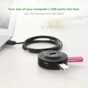 Adaptor HUB, Ugreen, USB 2.0, 4xUSB-A, 480Mb/s, Negru